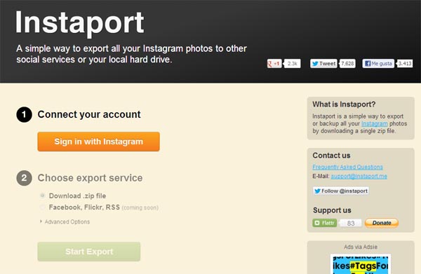 Instaport. Como descargar tus fotos de perfil de instagram