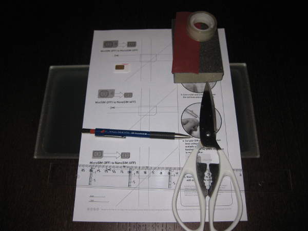 Materiales para cortar tarjeta SIM a micro SIM y nano SIM